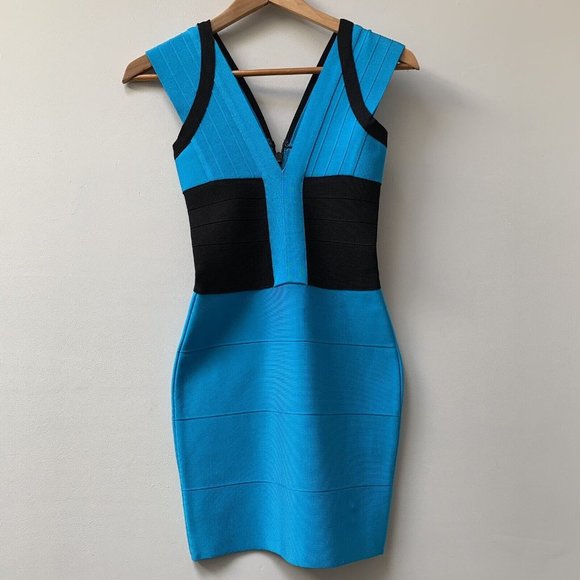 Herve Leger Dresses & Skirts - Herve Leger Bandage Bodycon Dress Size XS Blue Black Iconic **New With Tags**